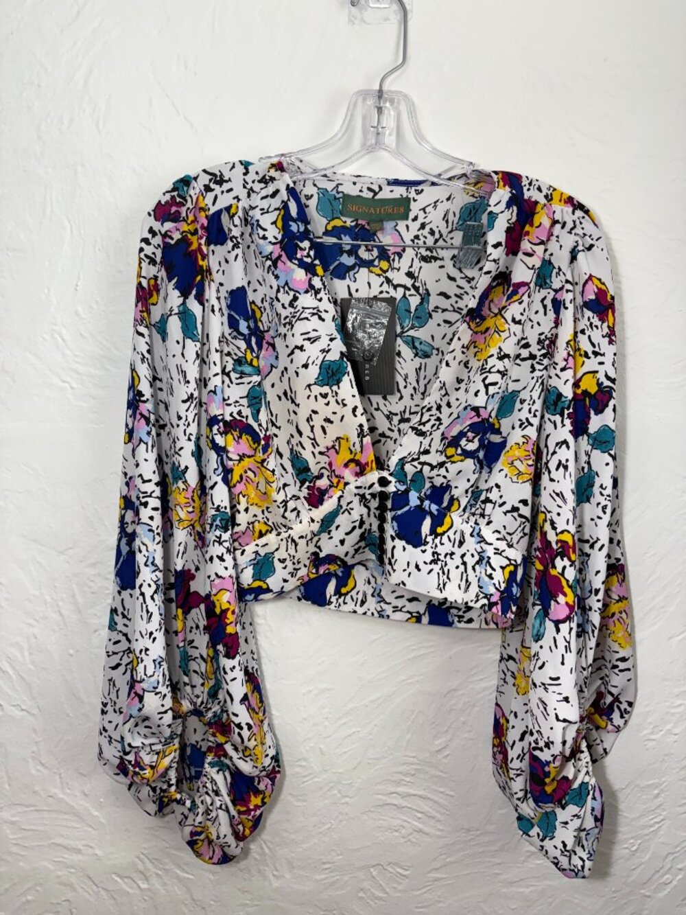 Signature 8 Floral Tie Front Crop Top | Balloon Sleeves | Size Small